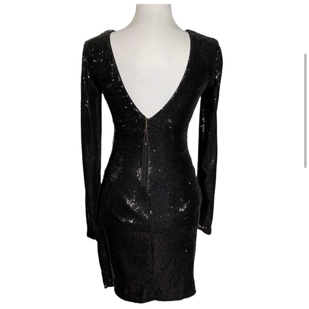 𝅺dress The Population Dress Black Sequin Long Sleeve Mini Size S